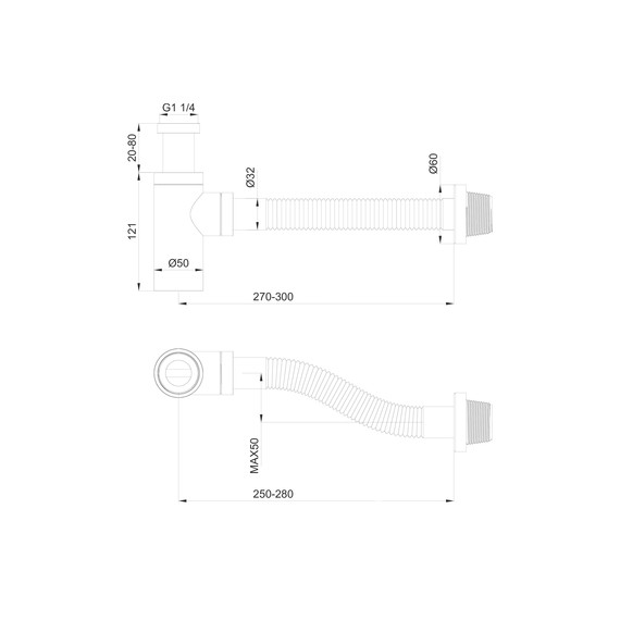 Сифон для умывальника Wonzon & Woghand WW-88SS101-MB, чёрный фото 2