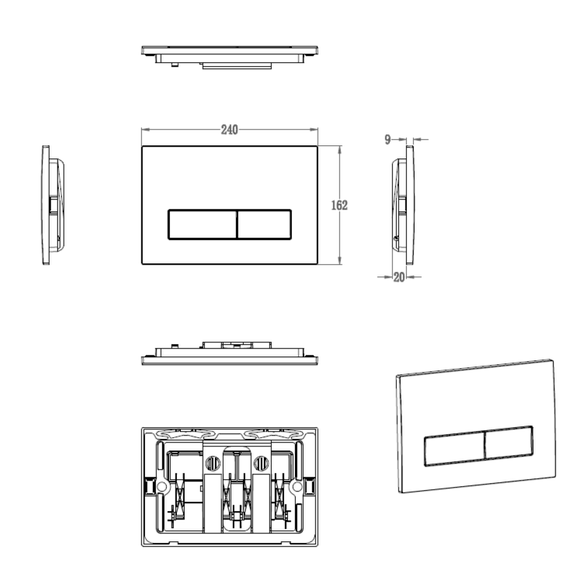 Кнопка смыва Wonzon & Woghand WW-IB224-MB, чёрный фото 2