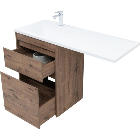 Тумба напольная с раковиной-столешницей Aquanet Токио 120 см L 00333648, дуб веллингтон фото 6