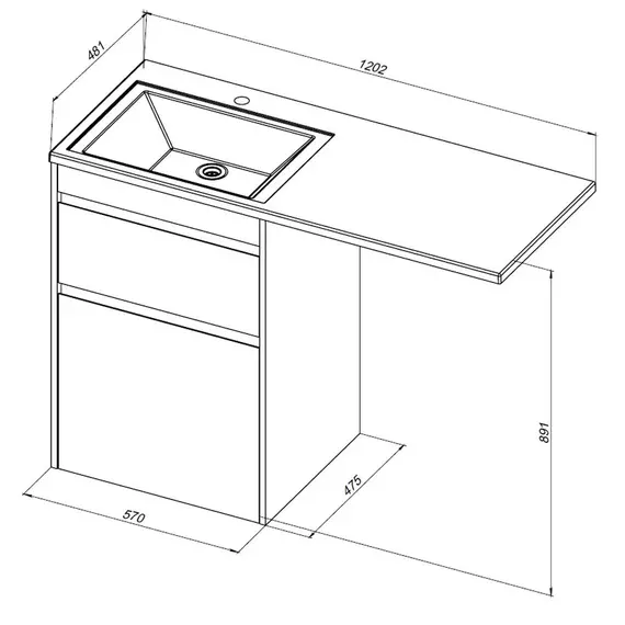 Тумба напольная с раковиной-столешницей Aquanet Токио 120 см L 00333648, дуб веллингтон фото 11