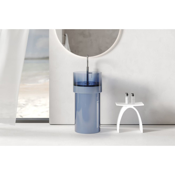 Раковина напольная прозрачная Abber Kristall 45 см AT2701Saphir, синий фото 3