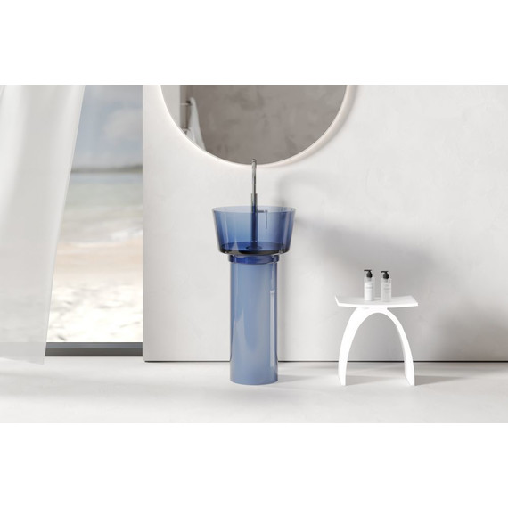 Раковина напольная прозрачная Abber Kristall 45 см AT2702Saphir, синий фото 4