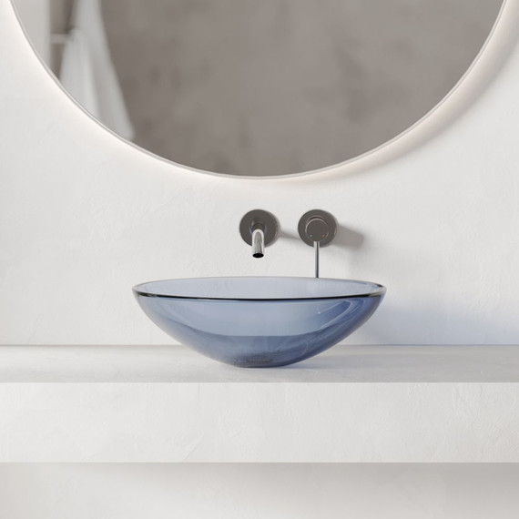 Раковина-чаша прозрачная Abber Kristall 50 см AT2802Saphir, синий фото 2