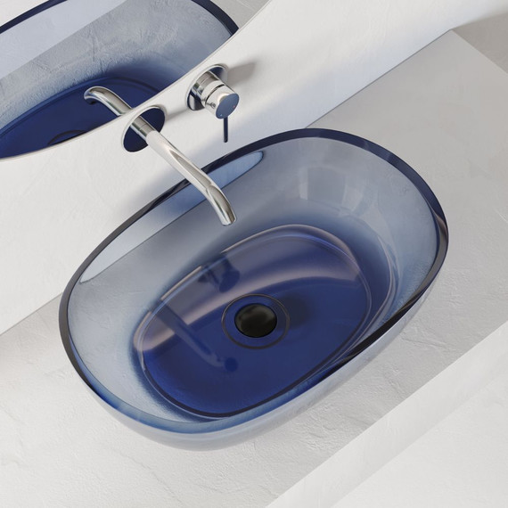 Раковина-чаша прозрачная Abber Kristall 60 см AT2805Saphir, синий фото 