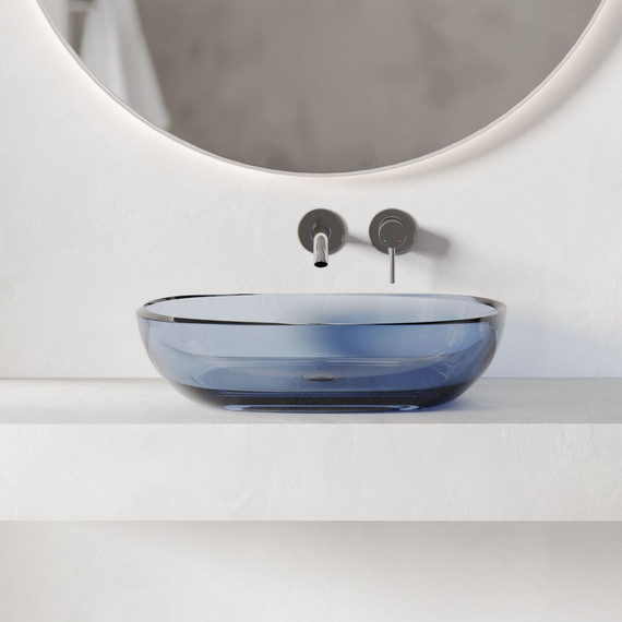 Раковина-чаша прозрачная Abber Kristall 60 см AT2805Saphir, синий фото 2