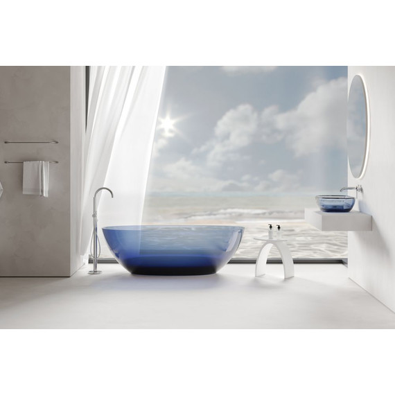 Раковина-чаша прозрачная Abber Kristall 60 см AT2805Saphir, синий фото 3