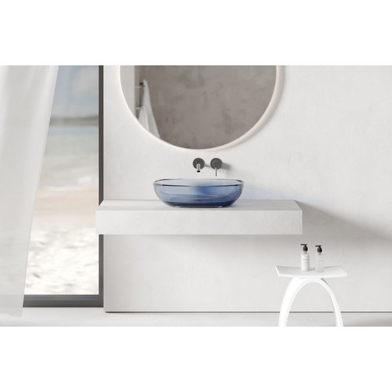 Раковина-чаша прозрачная Abber Kristall 60 см AT2805Saphir, синий фото 4