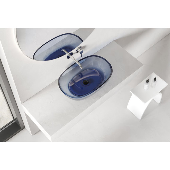 Раковина-чаша прозрачная Abber Kristall 60 см AT2805Saphir, синий фото 5