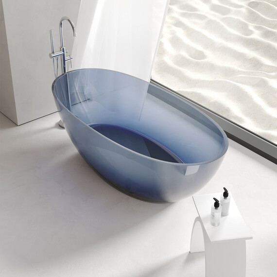 Ванна прозрачная Abber Kristall 165x78 см AT9701Saphir, синий фото 3