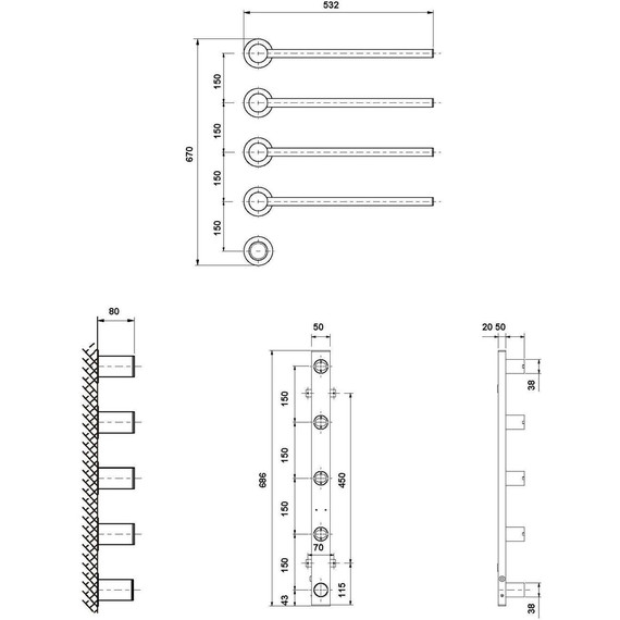 Полотенцесушитель электрический Vincea П4 530x670 мм VTD-2H1CH фото 4