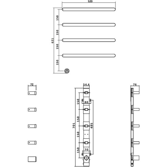 Полотенцесушитель электрический Vincea П4 520x620 мм VTD-2H2CH фото 4