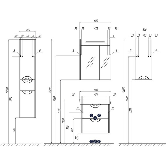 Тумба подвесная с раковиной Акватон Сильва 60 см 1A2118K1SIW60, дуб фьорд - 4 Тумба подвесная с раковиной Акватон Сильва 60 см 1A2118K1SIW60, дуб фьорд фото 4