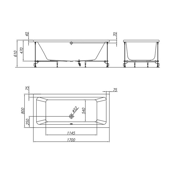 Ванна акриловая Kolpa-San Elektra 170x80 см, Размер - мм: 1700х800 фото 6