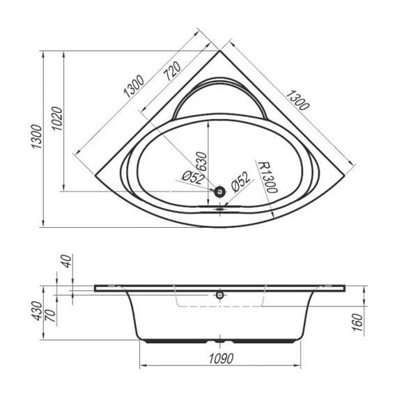 Ванна акриловая Kolpa-San Royal 130x130 см, Размер - мм: 1300х1300 фото 8