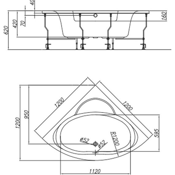 Ванна акриловая Kolpa-San Royal 120x120 см, Размер - мм: 1200х1200 фото 8