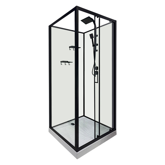 Душевая кабина Loranto 100х100 см CS-3010TM/W-100R, чёрный/прозрачное фото 