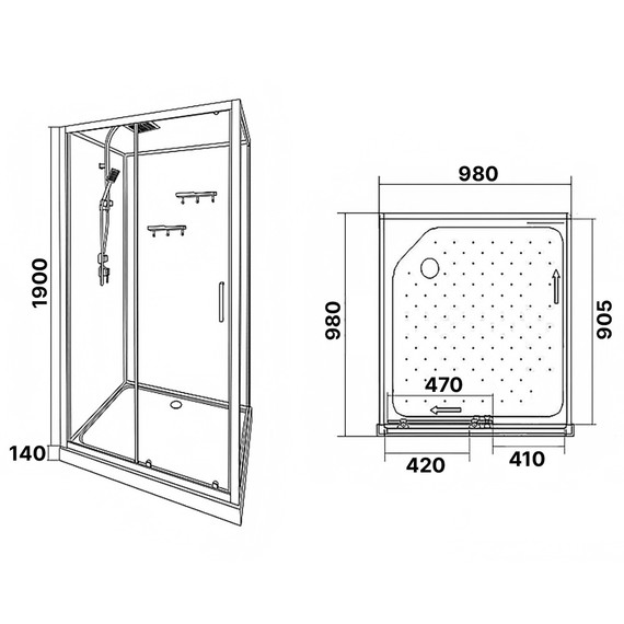 Душевая кабина Loranto 100х100 см CS-3010TM/W-100L, чёрный/прозрачное фото 3