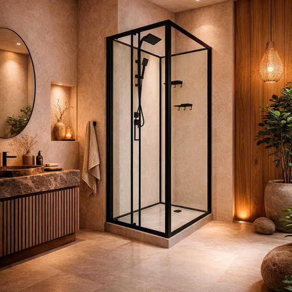 Душевая кабина Loranto 100х100 см CS-3010TM/W-100L, чёрный/прозрачное фото 