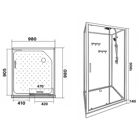 Душевая кабина Loranto 100х100 см CS-3010TM/W-100R, чёрный/прозрачное фото 3