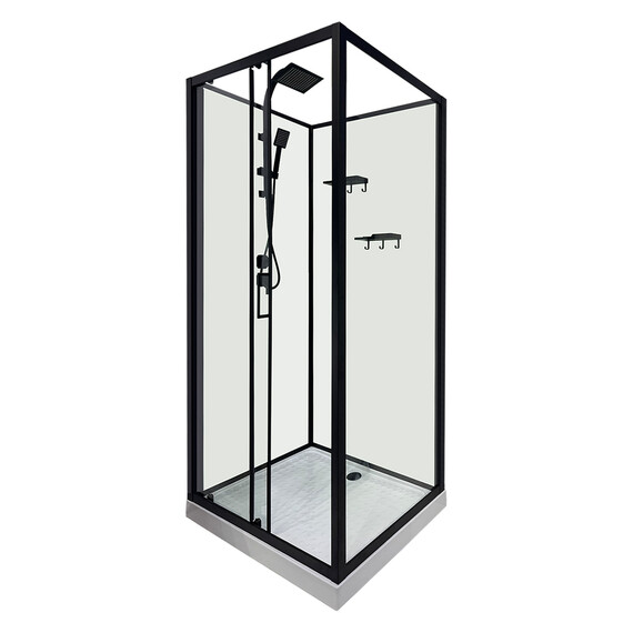 Душевая кабина Loranto 100х100 см CS-3010TM/W-100L, чёрный/прозрачное фото 