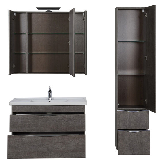 Тумба подвесная с раковиной Aquanet Эвора 100 см 00183003, дуб антик фото 8