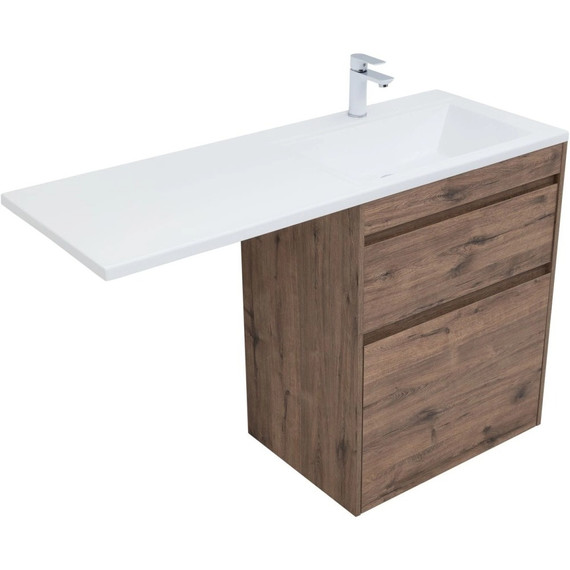 Тумба напольная с раковиной-столешницей Aquanet Токио 130 см 00333652 L, дуб веллингтон фото 