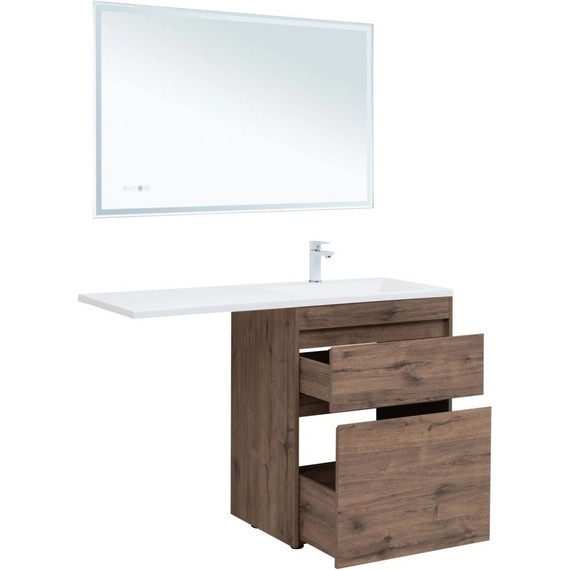 Тумба напольная с раковиной-столешницей Aquanet Токио 130 см 00333652 L, дуб веллингтон фото 4