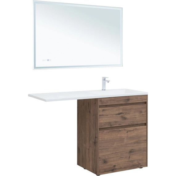 Тумба напольная с раковиной-столешницей Aquanet Токио 130 см 00333652 L, дуб веллингтон фото 3