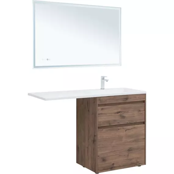 Тумба напольная с раковиной-столешницей Aquanet Токио 130 см 00333652 R, дуб веллингтон фото 8