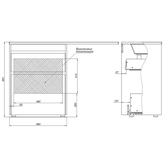 Тумба напольная с раковиной-столешницей Aquanet Токио 130 см 00333652 R, дуб веллингтон фото 16