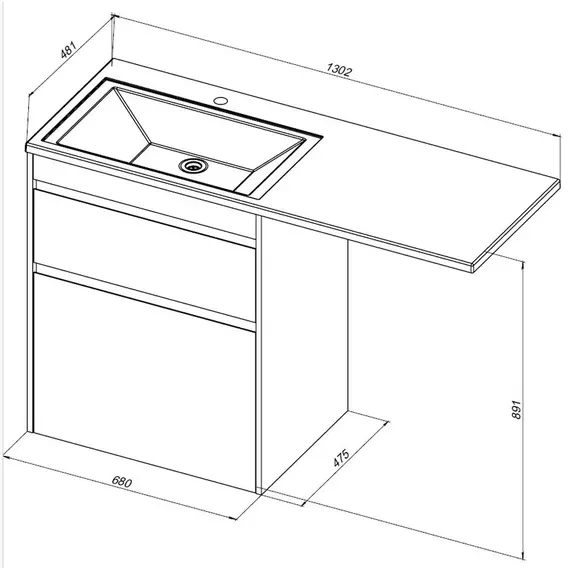 Тумба напольная с раковиной-столешницей Aquanet Токио 130 см 00333652 R, дуб веллингтон фото 15