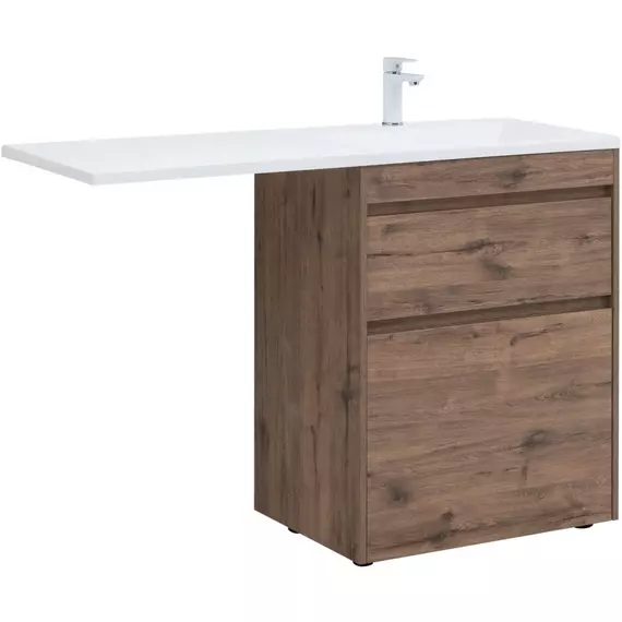 Тумба напольная с раковиной-столешницей Aquanet Токио 130 см 00333652 R, дуб веллингтон фото 