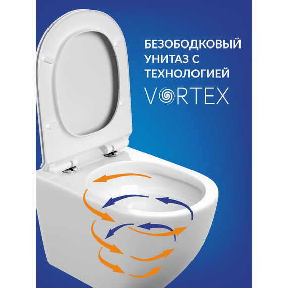 Унитаз подвесной безободковый Cersanit Brasko Vortex DPL EO Slim A68915 с тонкой крышкой микролифт (система смыва Торнадо) фото 13