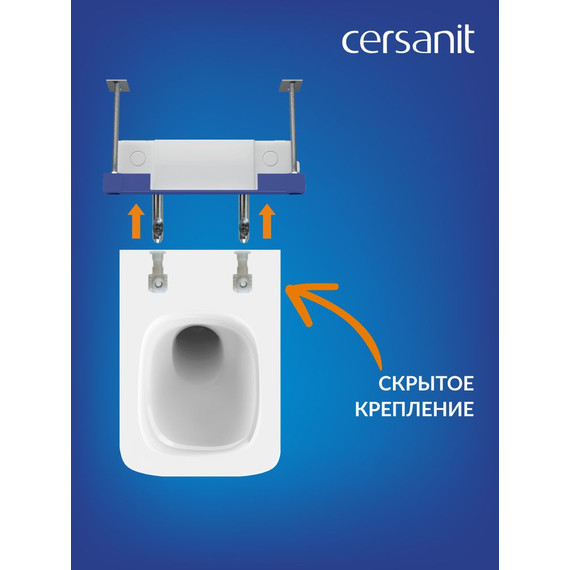 Унитаз подвесной безободковый Cersanit Crea Vortex DPL EO Slim A68916 с тонкой крышкой микролифт (система смыва Торнадо) фото 12