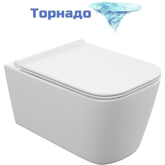 Унитаз подвесной безободковый Cersanit Crea Vortex DPL EO Slim A68916 с тонкой крышкой микролифт (система смыва Торнадо) фото 
