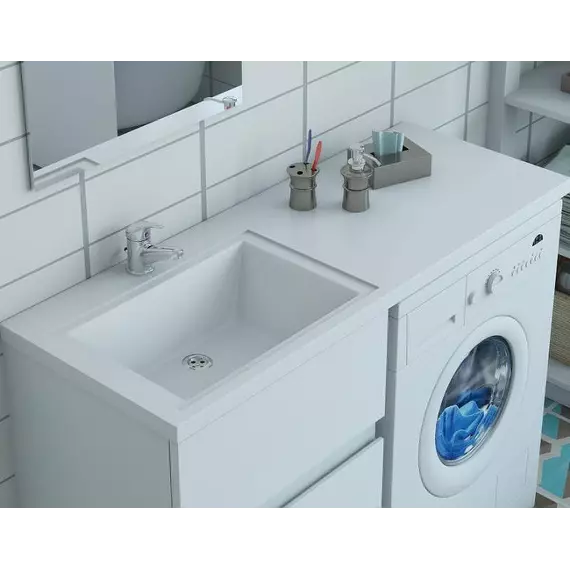 Тумба подвесная с раковиной-столешницей Aquanet Токио 130 см 00236917 L, белый фото 4