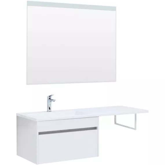 Тумба подвесная с раковиной-столешницей Aquanet Токио 130 см 00236917 L, белый фото 3