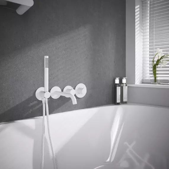 Смеситель для ванны с термостатом Timo Saona 2324/16YSM (со скрытой частью) белый матовый фото 3