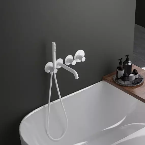 Смеситель для ванны с термостатом Timo Saona 2324/16YSM (со скрытой частью) белый матовый фото 2