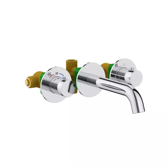 Смеситель для раковины настенный с термостатом Timo Saona 2381/00SM (со скрытой частью) фото 