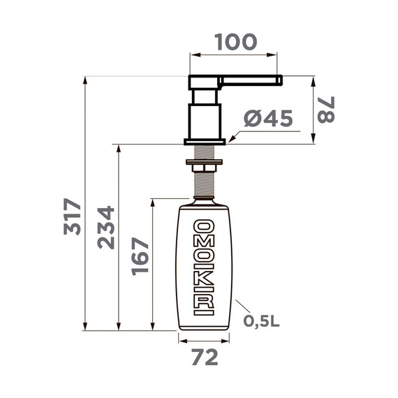 Дозатор для моющего средства OMOIKIRI OM-05 lg 4995075, светлое золото фото 2