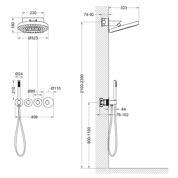 Душевая система для душа с термостатом Timo Saona SX-2329/16SM (со скрытой частью) белый матовый фото 2