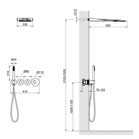 Душевая система для душа с термостатом Timo Saona SX-2350/00SM (со скрытой частью) фото 6