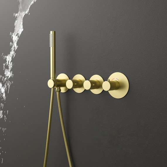 Душевая система для душа с термостатом Timo Saona SX-2350/17SM (со скрытой частью) золото матовое фото 4