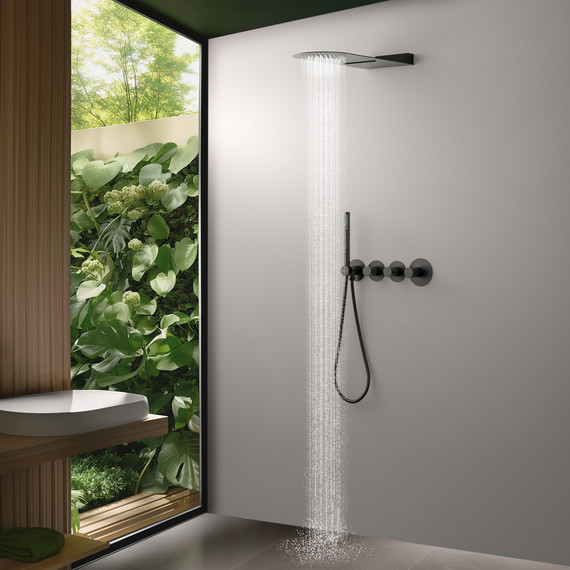 Душевая система для душа с термостатом Timo Saona SX-2350/18SM (со скрытой частью) чёрное золото фото 2