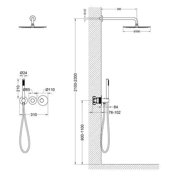 Душевая система для душа с термостатом Timo Saona SX-2359/16SM (со скрытой частью) белый матовый фото 5