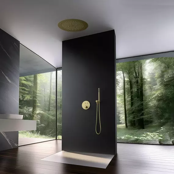 Душевая система для душа с термостатом Timo Saona SX-2370/17SM (со скрытой частью) золото матовое фото 4