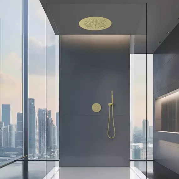 Душевая система для душа с термостатом Timo Saona SX-2370/17SM (со скрытой частью) золото матовое фото 5