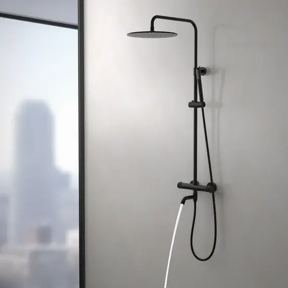 Душевая стойка для ванны с термостатом Timo Saona SX-2380/03, чёрный матовый фото 5