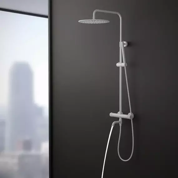 Душевая стойка для ванны с термостатом Timo Saona SX-2380/16, белый матовый фото 5